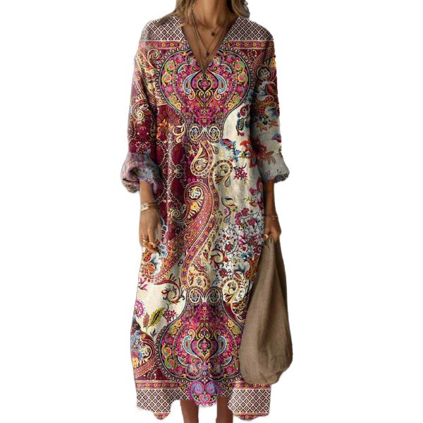 Nora - Vestido Bohemio Urbano. El arte se encuentra con la elegancia otoñal