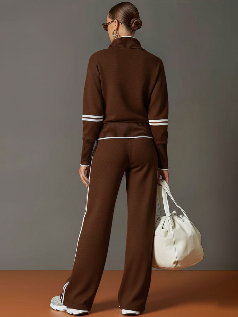 Priscilla - Conjunto deportivo elegante con sudadera de media cremallera