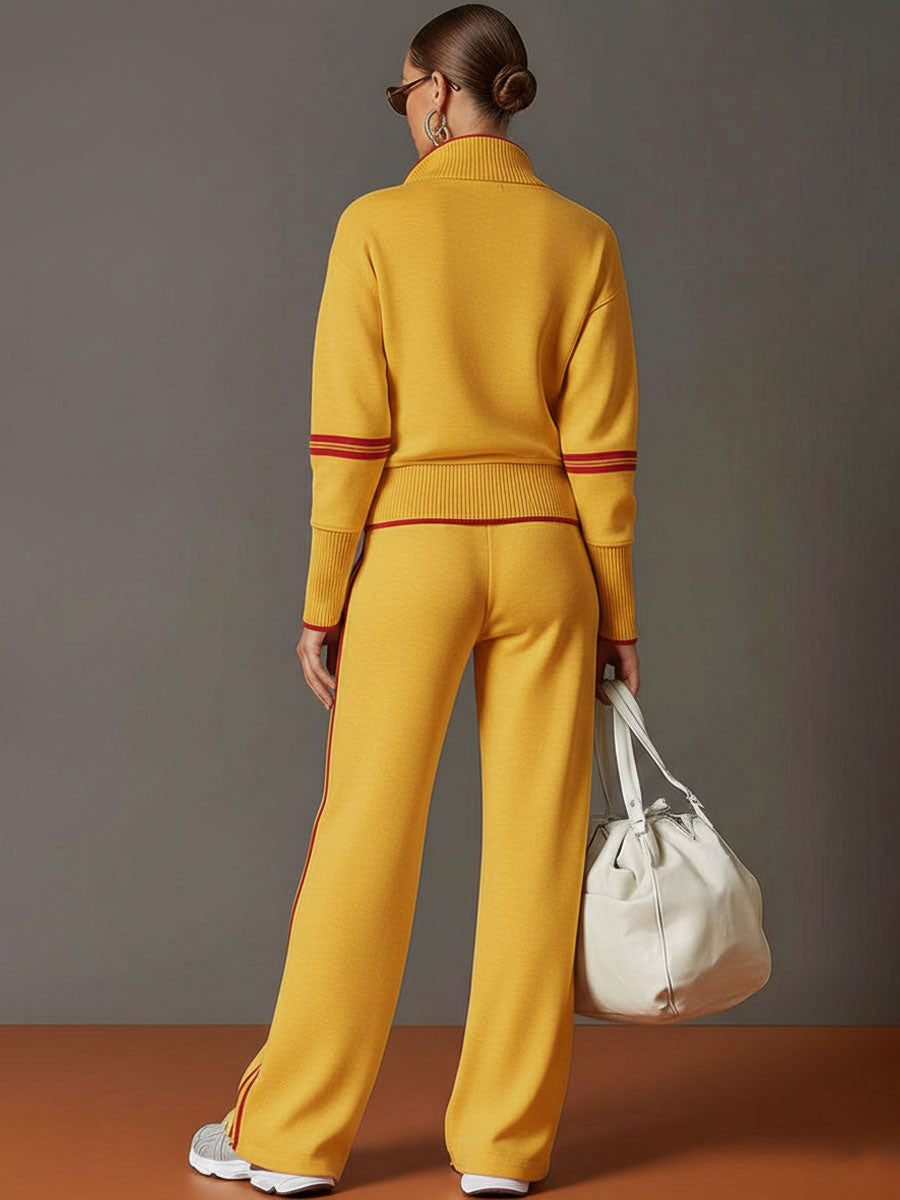 Priscilla - Conjunto deportivo elegante con sudadera de media cremallera