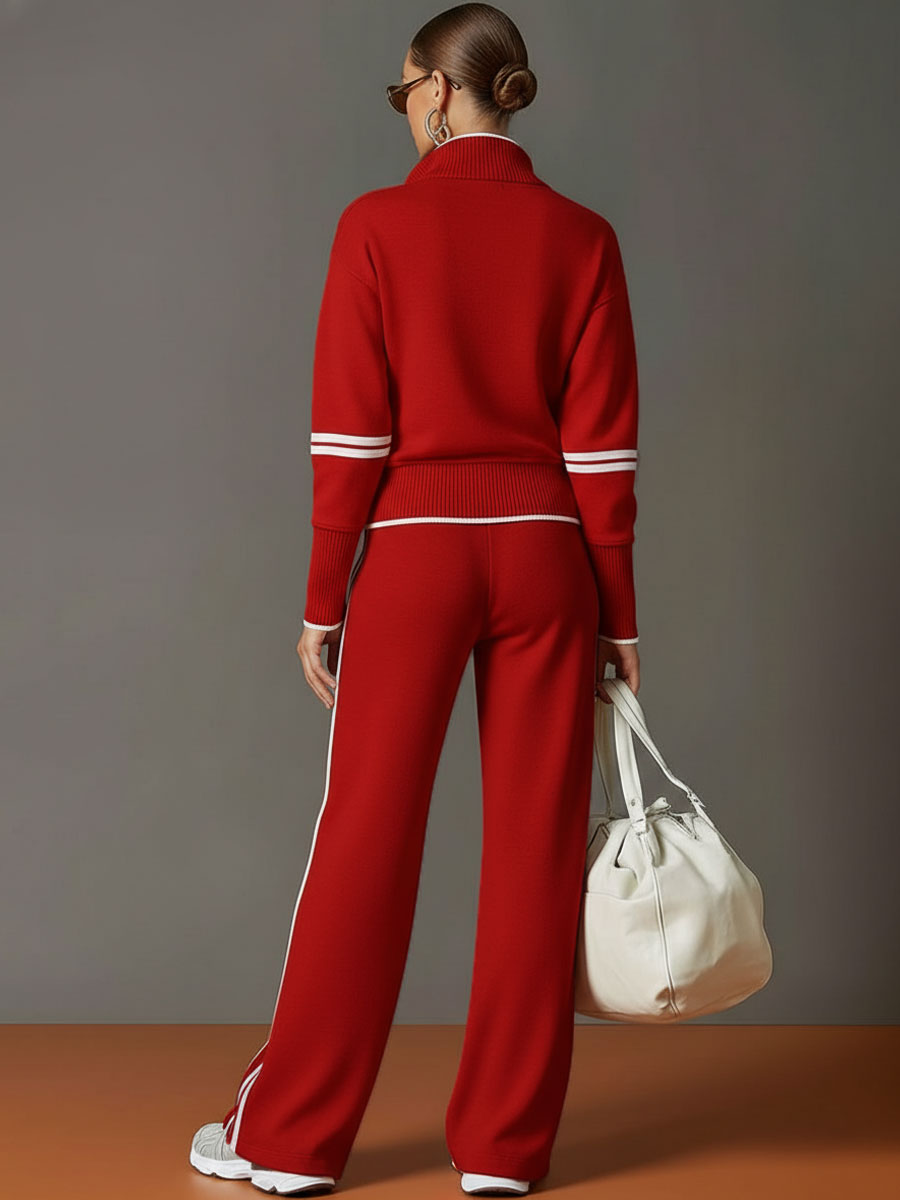 Priscilla - Conjunto deportivo elegante con sudadera de media cremallera
