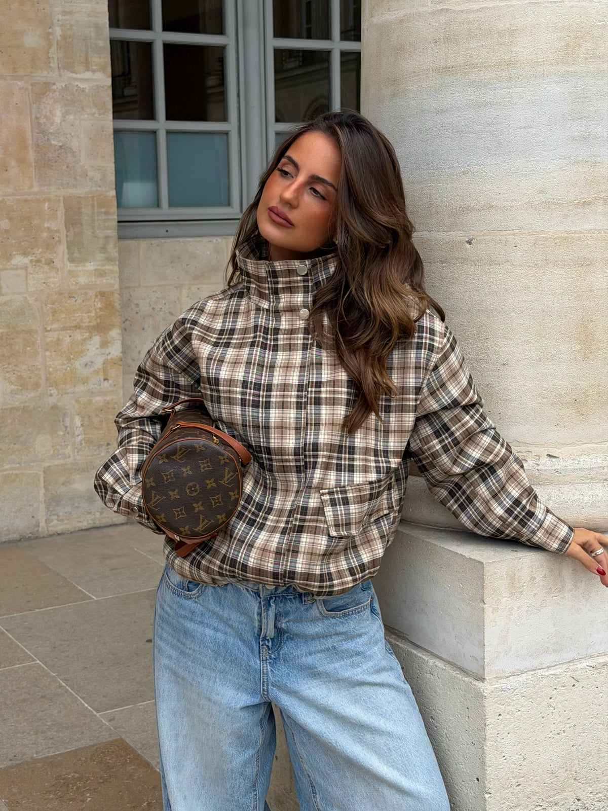 Chaqueta bomber de cuadros