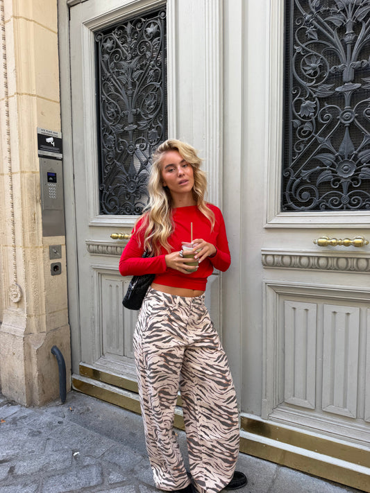 Pantalones vaqueros con estampado de cebra