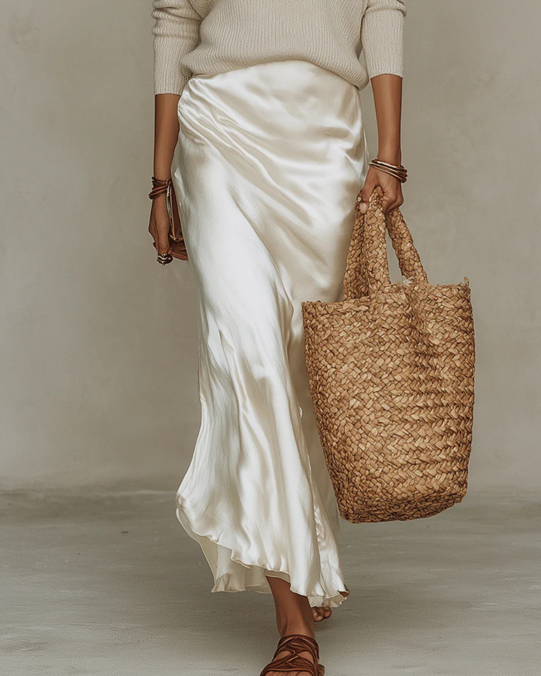 Elena - Vestido midi satinado con jersey incluido