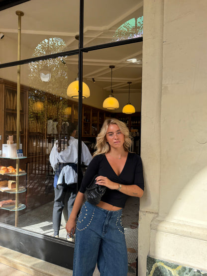 Blusa Bonjour en negro