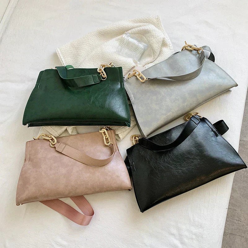 Bolso de hombro de cuero suave y elegante - De gran capacidad y de moda