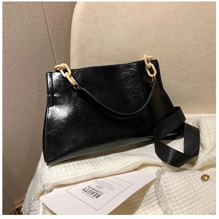 Bolso de hombro de cuero suave y elegante - De gran capacidad y de moda