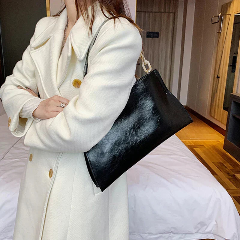 Bolso de hombro de cuero suave y elegante - De gran capacidad y de moda