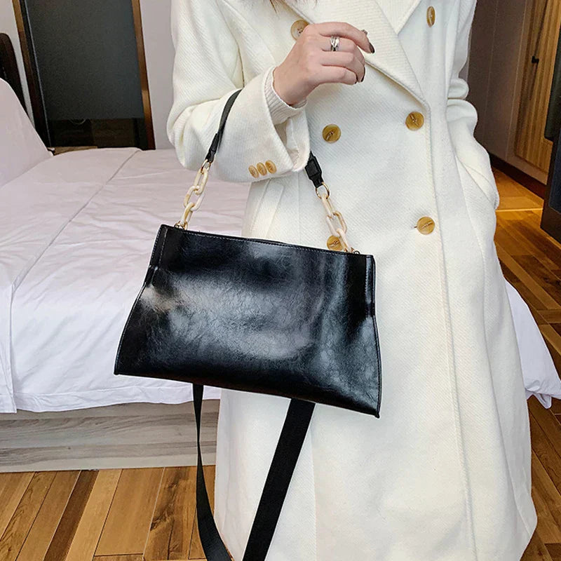 Bolso de hombro de cuero suave y elegante - De gran capacidad y de moda