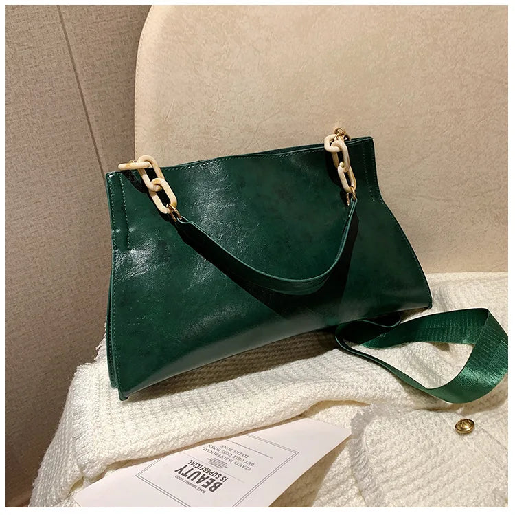Bolso de hombro de cuero suave y elegante - De gran capacidad y de moda
