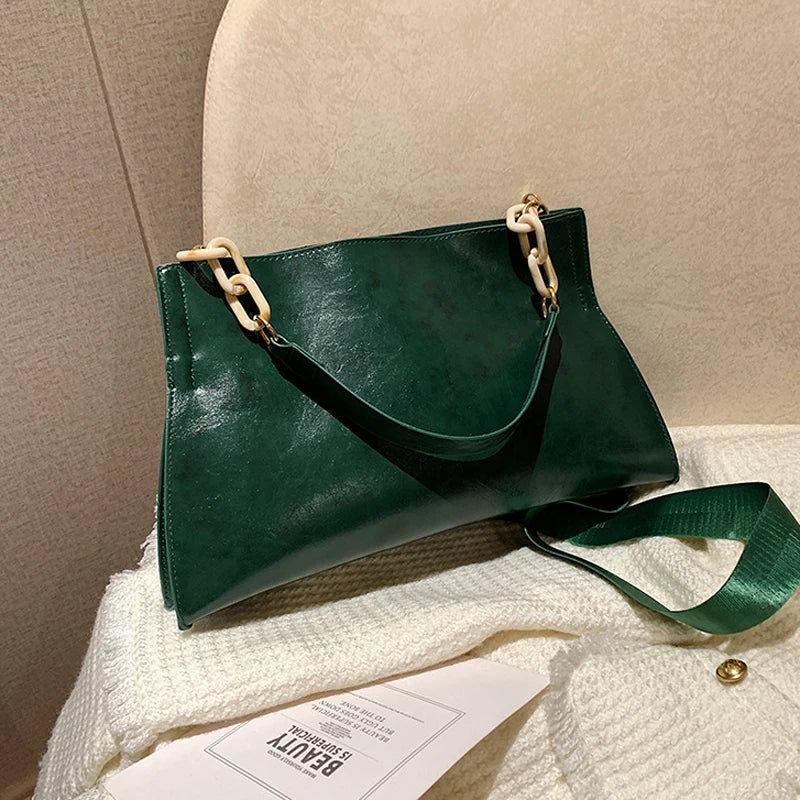 Bolso de hombro de cuero suave y elegante - De gran capacidad y de moda