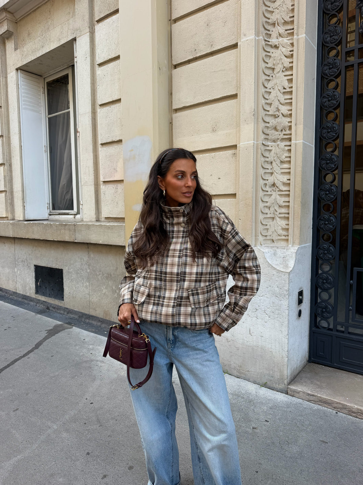 Chaqueta bomber de cuadros