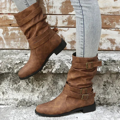BOTAS PLANAS RETRO CON HEBILLAS