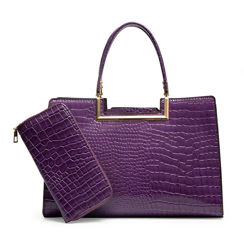 Juego de bolso y cartera de cuero