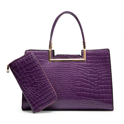 Juego de bolso y cartera de cuero