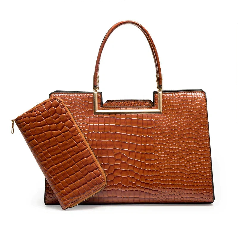 Juego de bolso y cartera de cuero