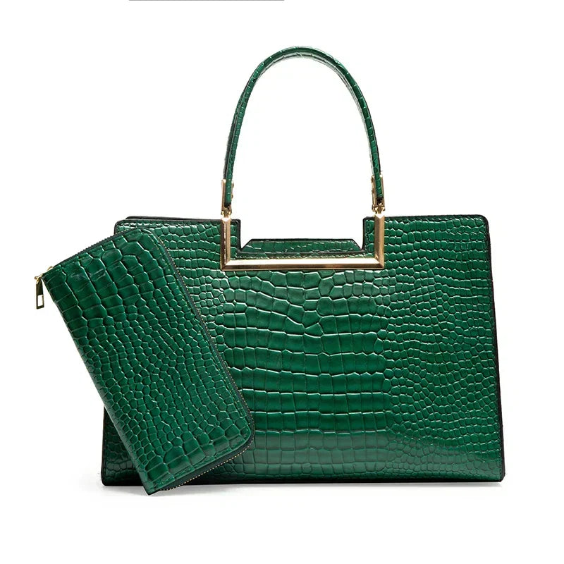 Juego de bolso y cartera de cuero