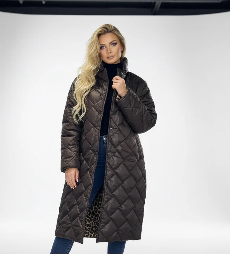 ABRIGO ACOLCHADO PREMIUM CON FORRO ESTAMPADO DE LEOPARDO