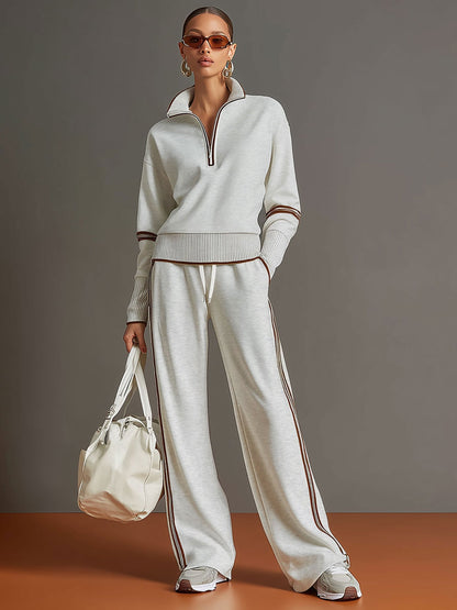 Priscilla - Conjunto deportivo elegante con sudadera de media cremallera