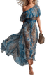 Selvaggia - Vestido largo de gasa con estampado de leopardo y hombros al aire