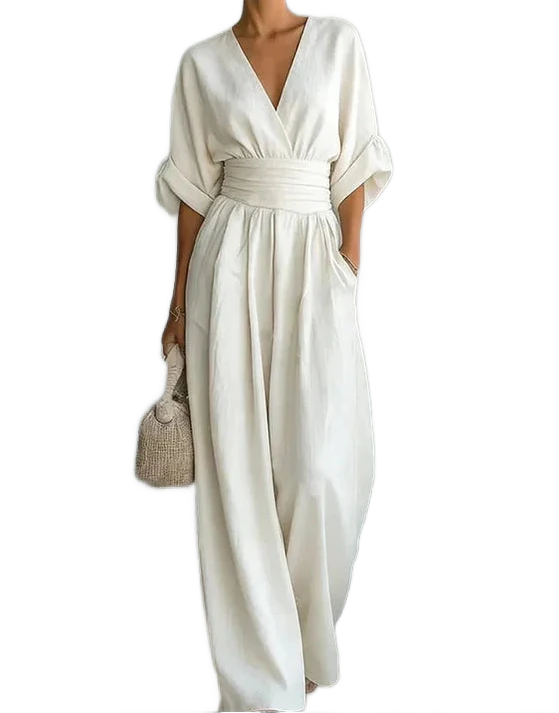 Daniela | Mono elegante de escote en V y pierna ancha