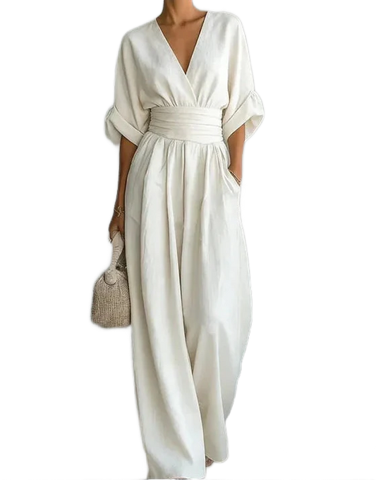 Daniela | Mono elegante de escote en V y pierna ancha