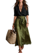 Vera | Conjunto de dos piezas: camisa negra y falda verde oliva