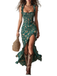Zara - Vestido largo bohemio con mangas fruncidas y abertura alta
