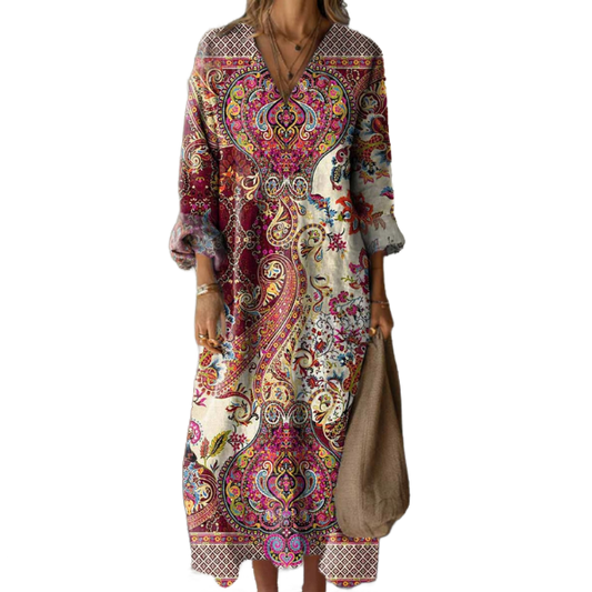 Nora - Vestido Bohemio Urbano. El arte se encuentra con la elegancia otoñal
