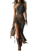 Elena - Vestido largo asimétrico con estampado étnico
