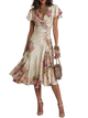 Alba - Vestido de satén con estampado floral de estilo retro